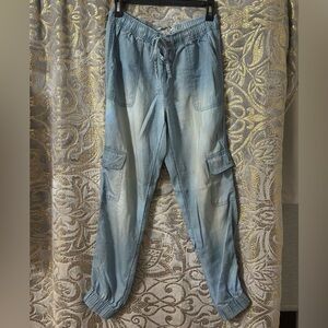 C&C California Sky Blue Cargo Pants XS- Soft Chambray Blue Pegged Pants